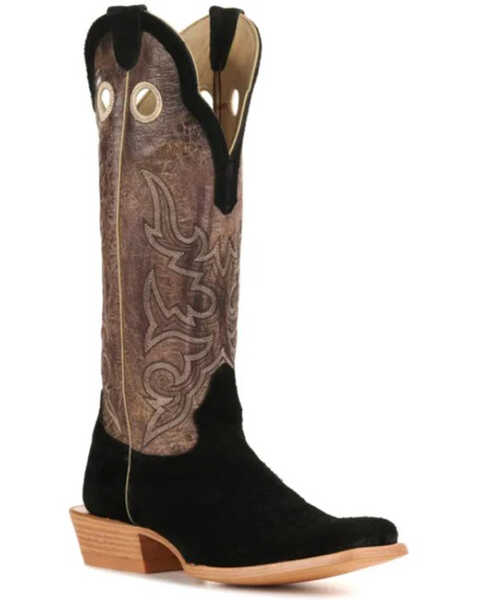 Image #1 - Hondo Boots Men's Roughout Tall Western Boots - Broad Square Toe, Black, hi-res