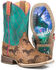 Tin Haul Girls' Magic Unicorns Western Boots - Square Toe, Tan, hi-res
