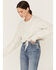 Image #2 - Wild Moss Women's Speckled Cable Knit Cropped Sweater, Ivory, hi-res