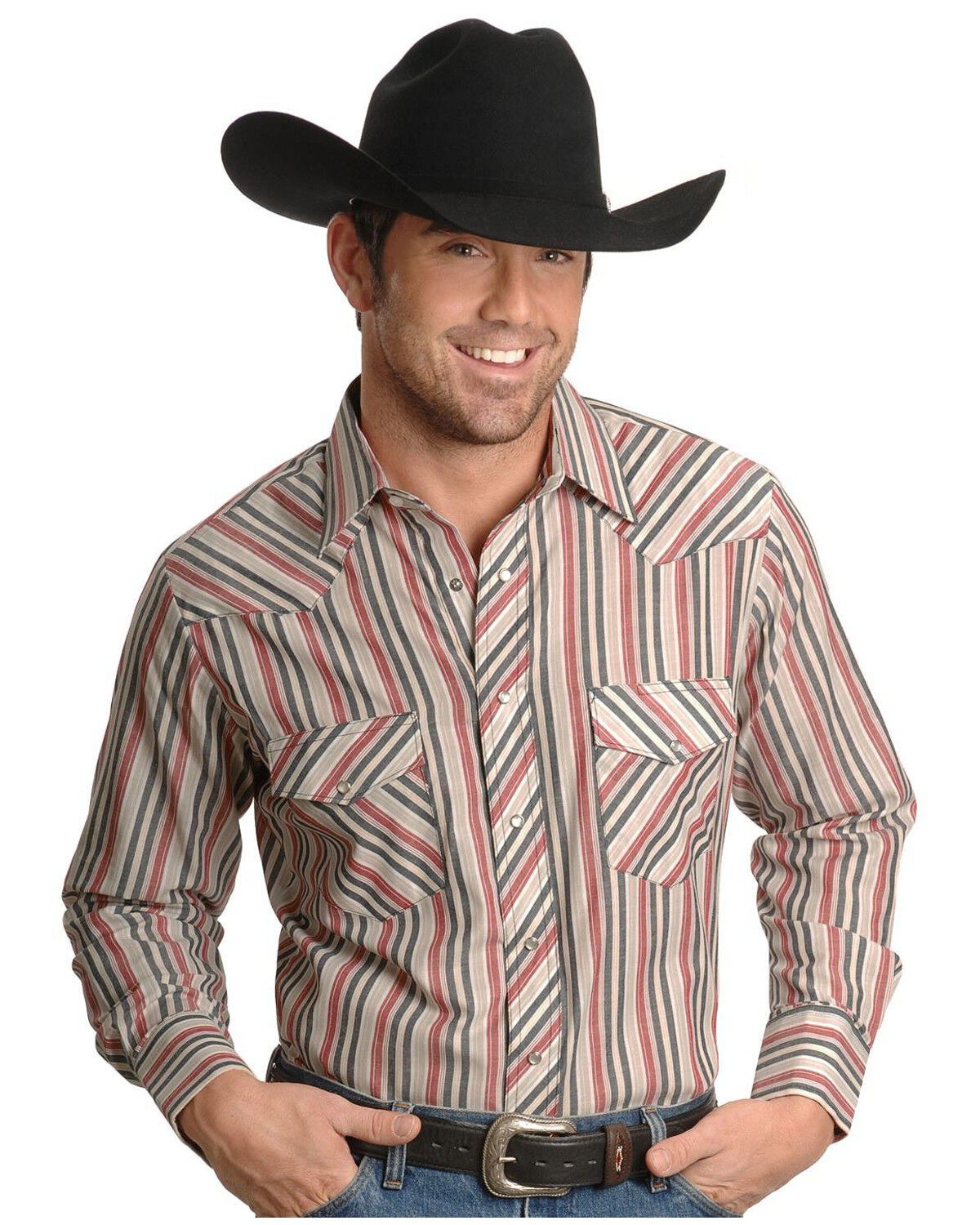 Image #3 - Wrangler Men's Assorted Plaid Short Sleeve Western Shirts, Stripe, hi-res