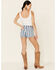 Shyanne Women's Striped High Rise Shorts, Light Blue, hi-res