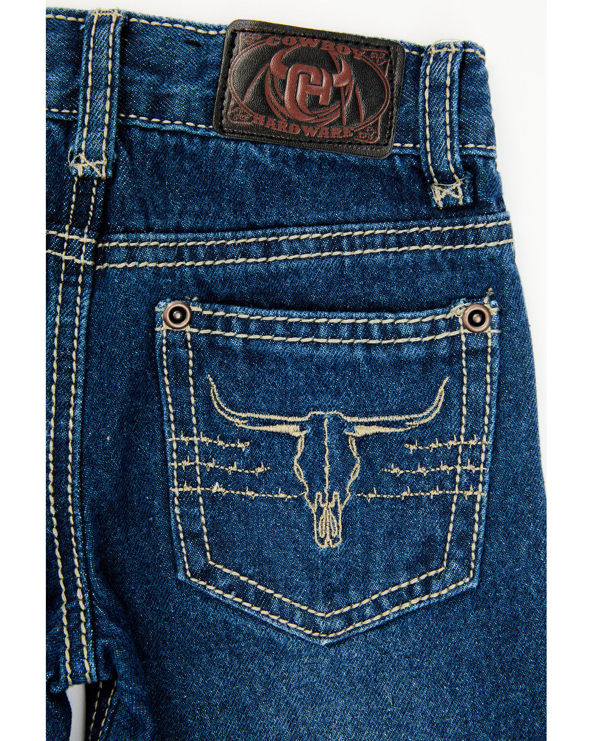 Image #4 - Cowboy Hardware Infant & Toddler Boys' Medium Wash Steerhead Skull Pocket Straight Leg Jeans , , hi-res