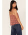 Image #4 - Wild Moss Women's Medallion Print Crochet Trim Cami , Red, hi-res