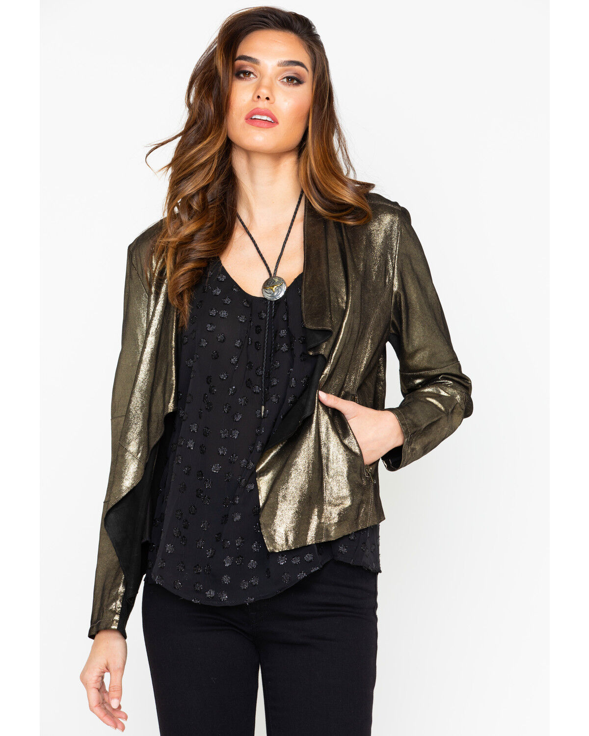 Image #1 - Tasha Polizzi Women's Stardust Shrug Jacket, Bronze, hi-res