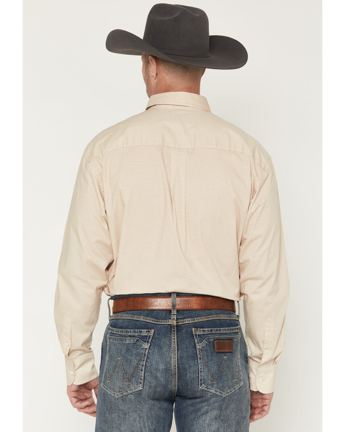 Image #4 - George Strait by Wrangler Men's Geo Print Long Sleeve Button-Down Stretch Western Shirt, Tan, hi-res