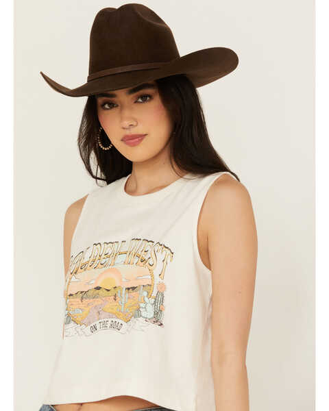 Image #2 - White Crow Women's Golden West Graphic Muscle Tank , Ivory, hi-res