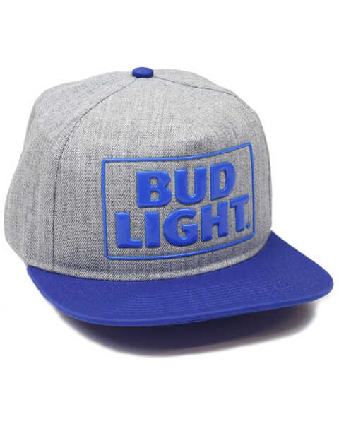 Image #1 - H Bar C Men's Bud Light Rubber Weld Logo Embroidered Ball Cap  , Heather Grey, hi-res
