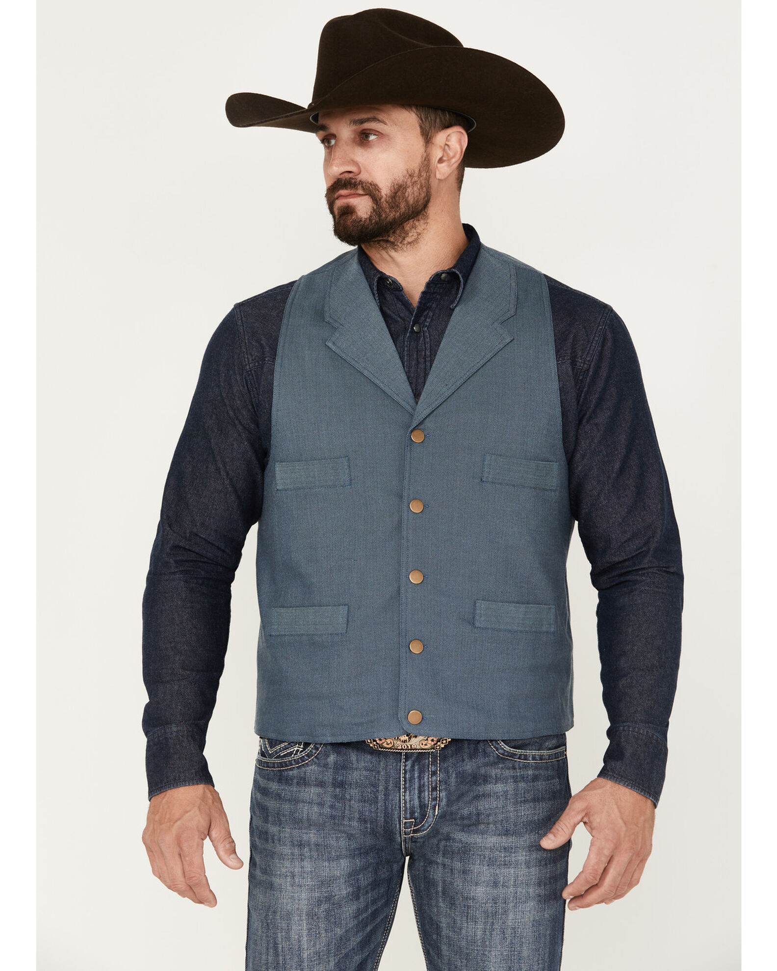 Men's western denim discount vest