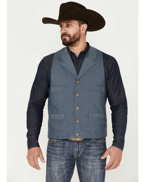 Image #1 - Scully Men's Ranchwear Vest, Blue, hi-res