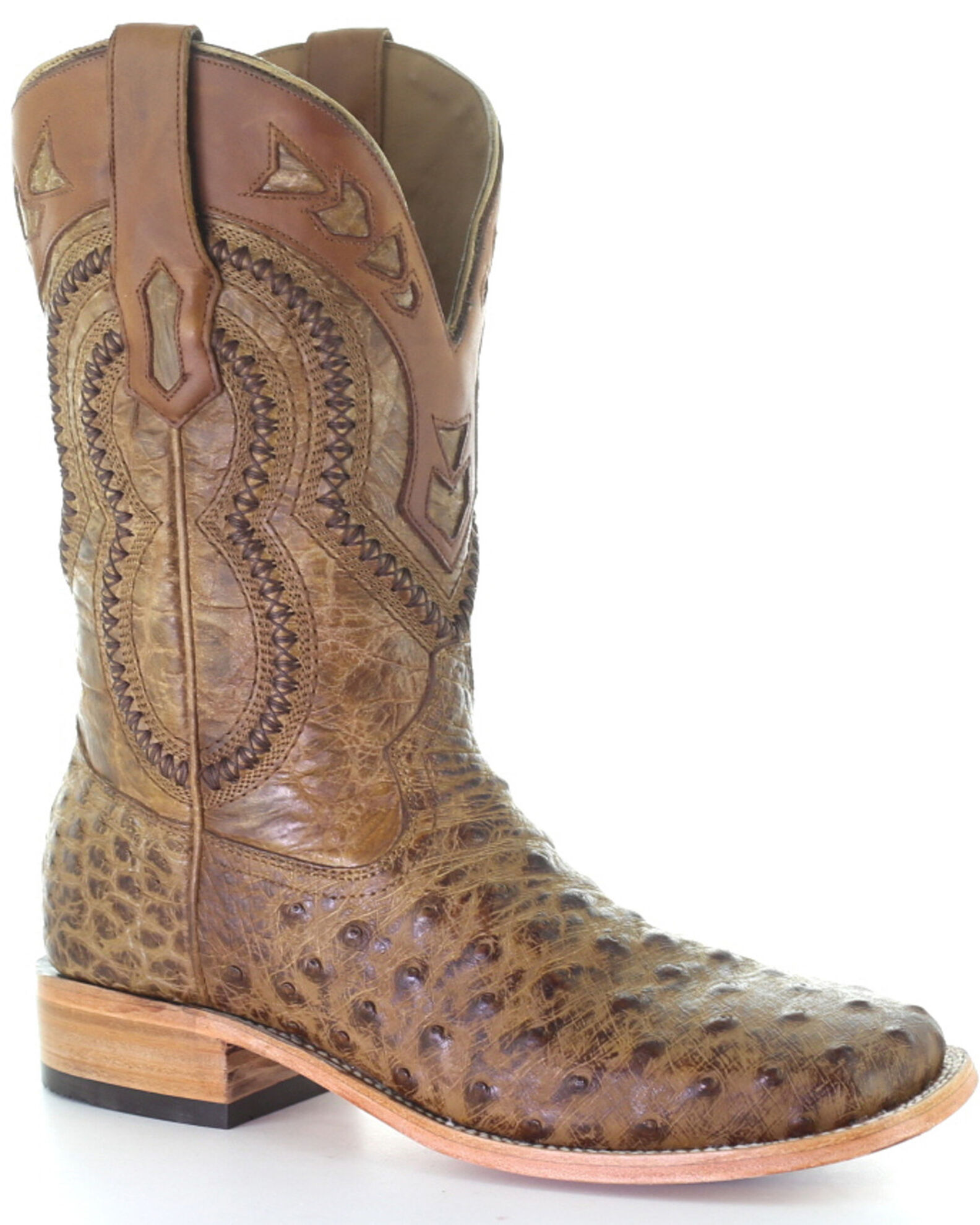 Corral Men s Woven Ostrich Overlay Western Boots Square Toe Sheplers