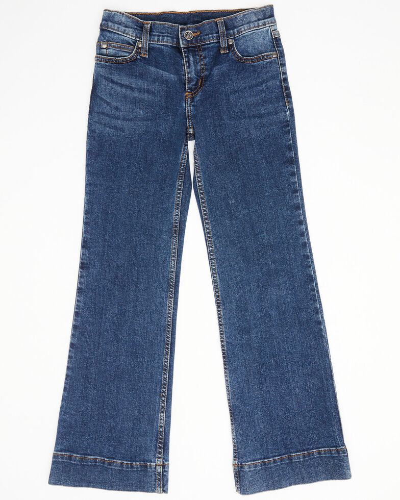 Wrangler Girls' Dark Wash Darci Trousers , Blue, hi-res