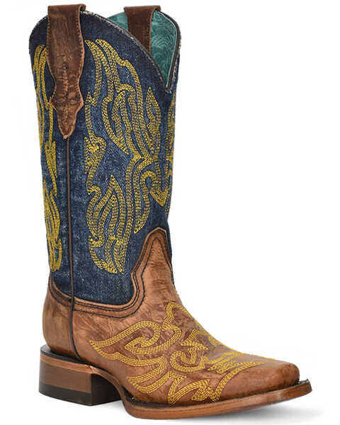 Corral Women's Denim Western Boots - Square Toe, Brown, hi-res