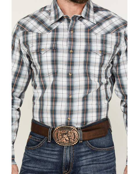 Image #3 - Wrangler Retro Men's Premium Plaid Print Long Sleeve Snap Western Shirt - Tall , Blue, hi-res