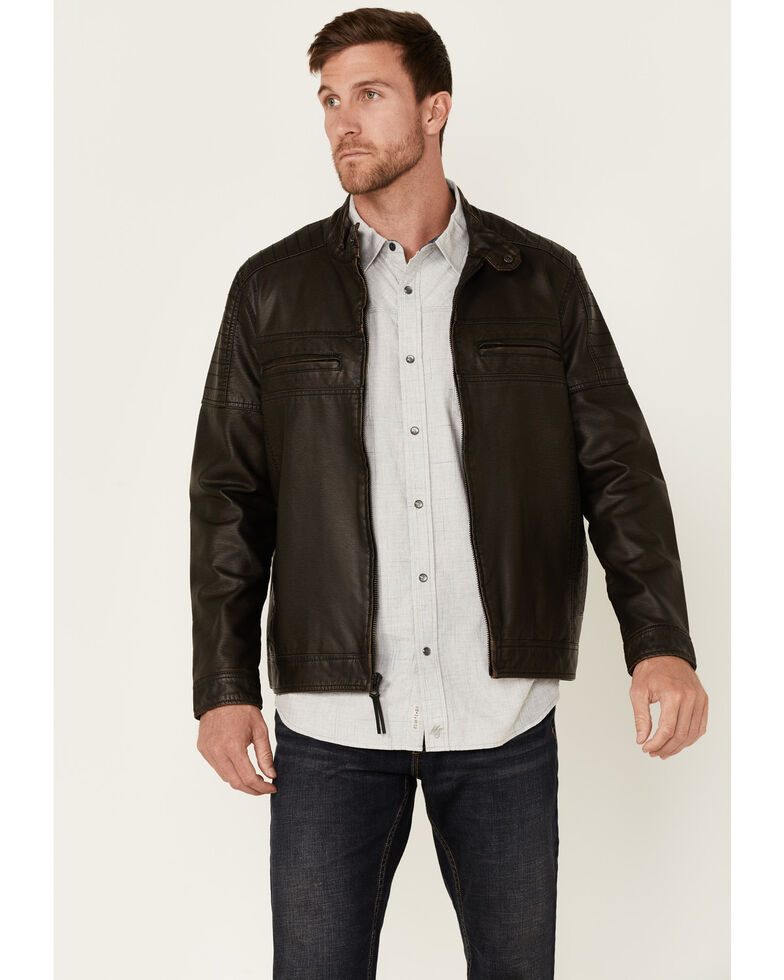 Moonshine Spirit Men's Gearhead 2.0 Faux Leather Zip-Front Moto Jacket , Black, hi-res