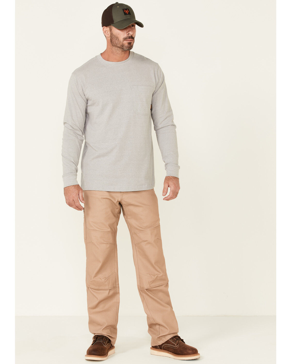 Image #2 - Hawx Men's Solid Light Gray Forge Long Sleeve Work Pocket T-Shirt, Light Grey, hi-res
