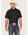 Panhandle Men's Performance Southwestern Diamond Print Short Sleeve Button Down Western Shirt , Black, hi-res