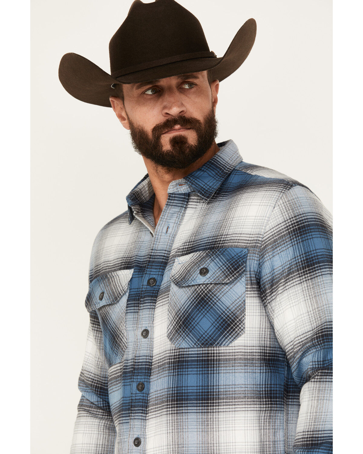 Image #2 - Pendleton Men's Burnside Plaid Print Long Sleeve Button-Down Western Shirt, Blue, hi-res