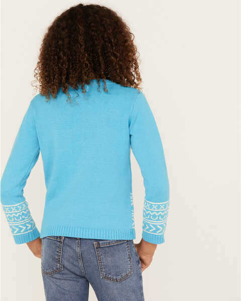 Image #4 - Cotton & Rye Girls' Steerhead Sweater, Turquoise, hi-res