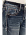 Grace in LA Girls' Medium Wash Mid Rise Floral Steer Head Pocket Bootcut Jeans, Medium Wash, hi-res