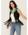 Image #1 - Rock & Roll Denim Women's Fringe Vest, Black, hi-res