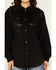 Shyanne Women's Faux Suede Laser Cutout Shacket, Black, hi-res
