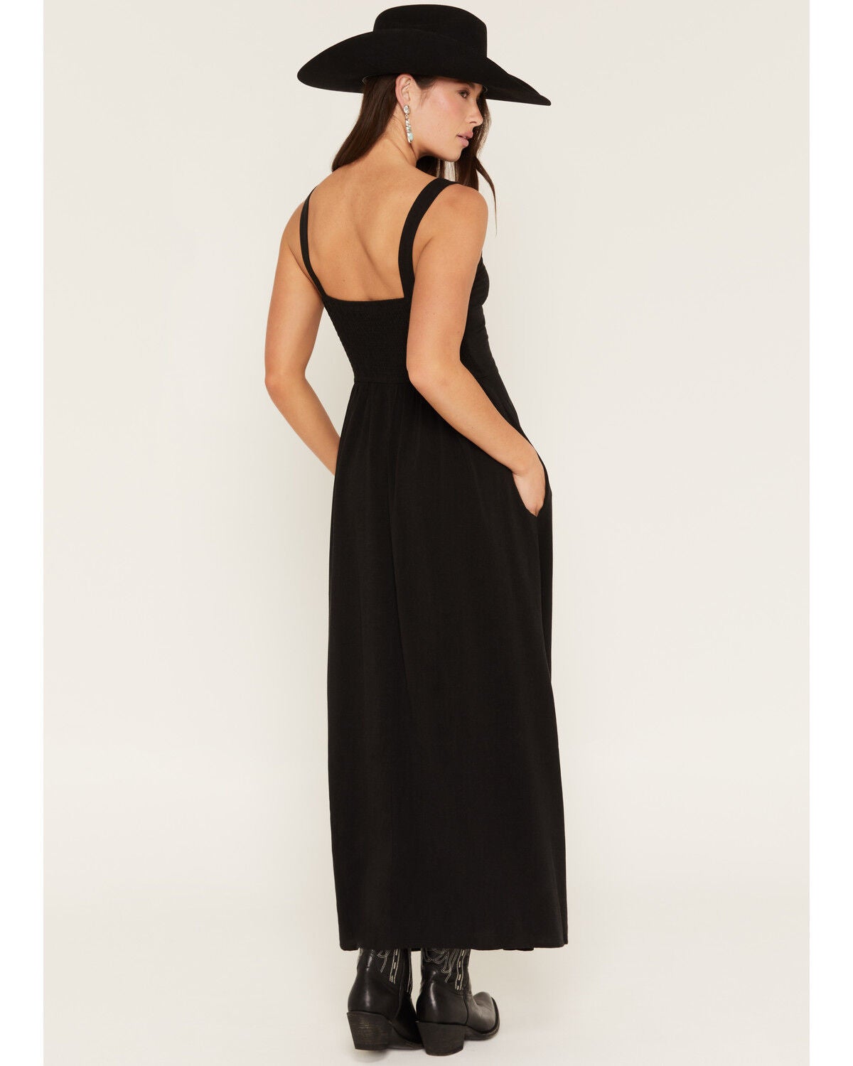 Image #4 - Lovestitch Women's Sleeveless Snap Front Midi Dress, Black, hi-res