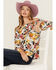 Image #4 - Wild Moss Women's Floral Print Long Sleeve Off The Shoulder Shirt , Multi, hi-res