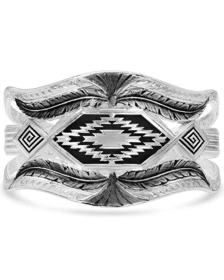 Montana Silversmiths Women's Courage & Strength Feather Cut-Out Cuff Bracelet, Silver, hi-res