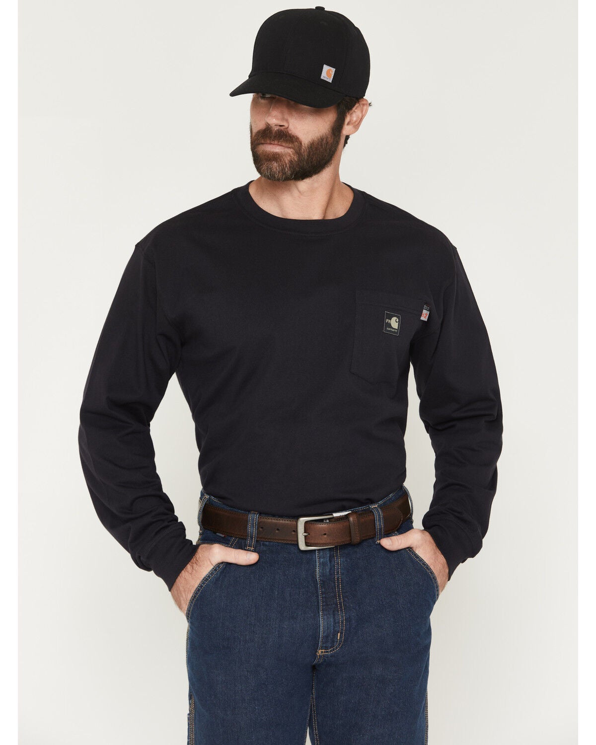 Image #1 - Carhartt Men's FR Force® Loose Fit Lightweight Long Sleeve Camo C Graphic T-Shirt, Black, hi-res