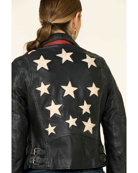 Image #5 - Mauritius Women's Christy Scatter Star Leather Jacket , Navy, hi-res