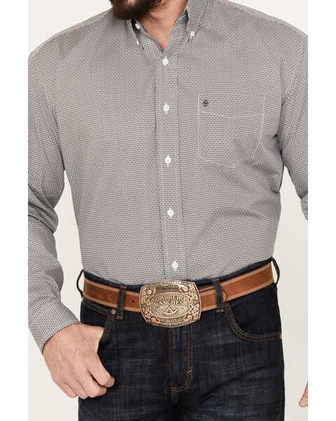 Image #3 - Stetson Men's Diamond Geo Print Long Sleeve Button Down Western Shirt, Grey, hi-res