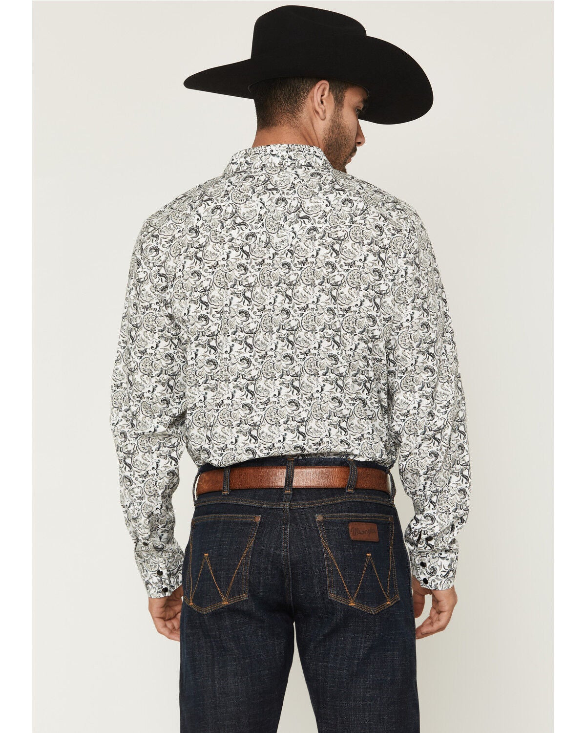 Image #4 - Gibson Trading Co Men's Bone Ridge Paisley Print Long Sleeve Snap Western Shirt - Tall, Ivory, hi-res