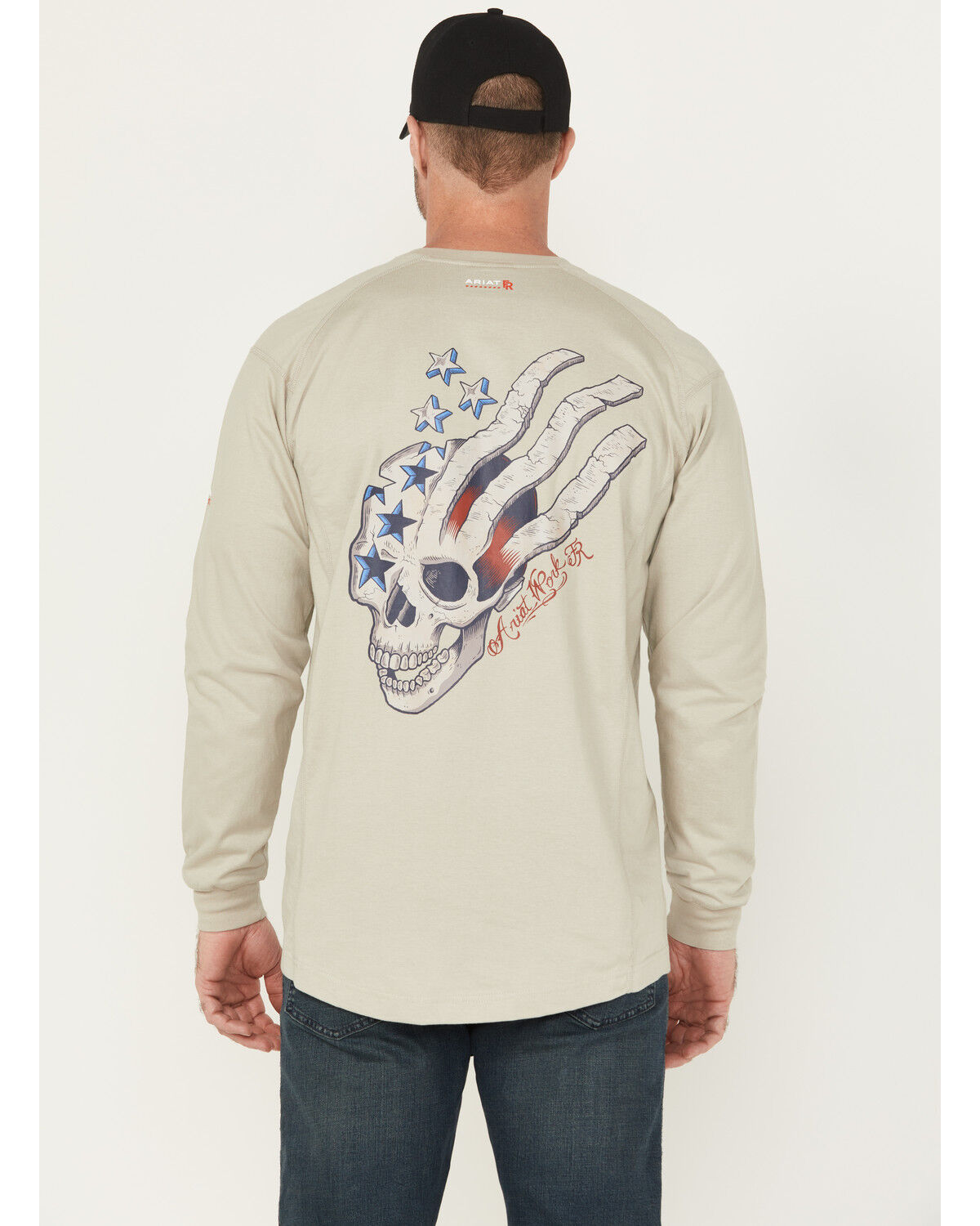 Image #1 - Ariat Men's FR Air USA Scream Long Sleeve Work T-Shirt - Tall, Grey, hi-res