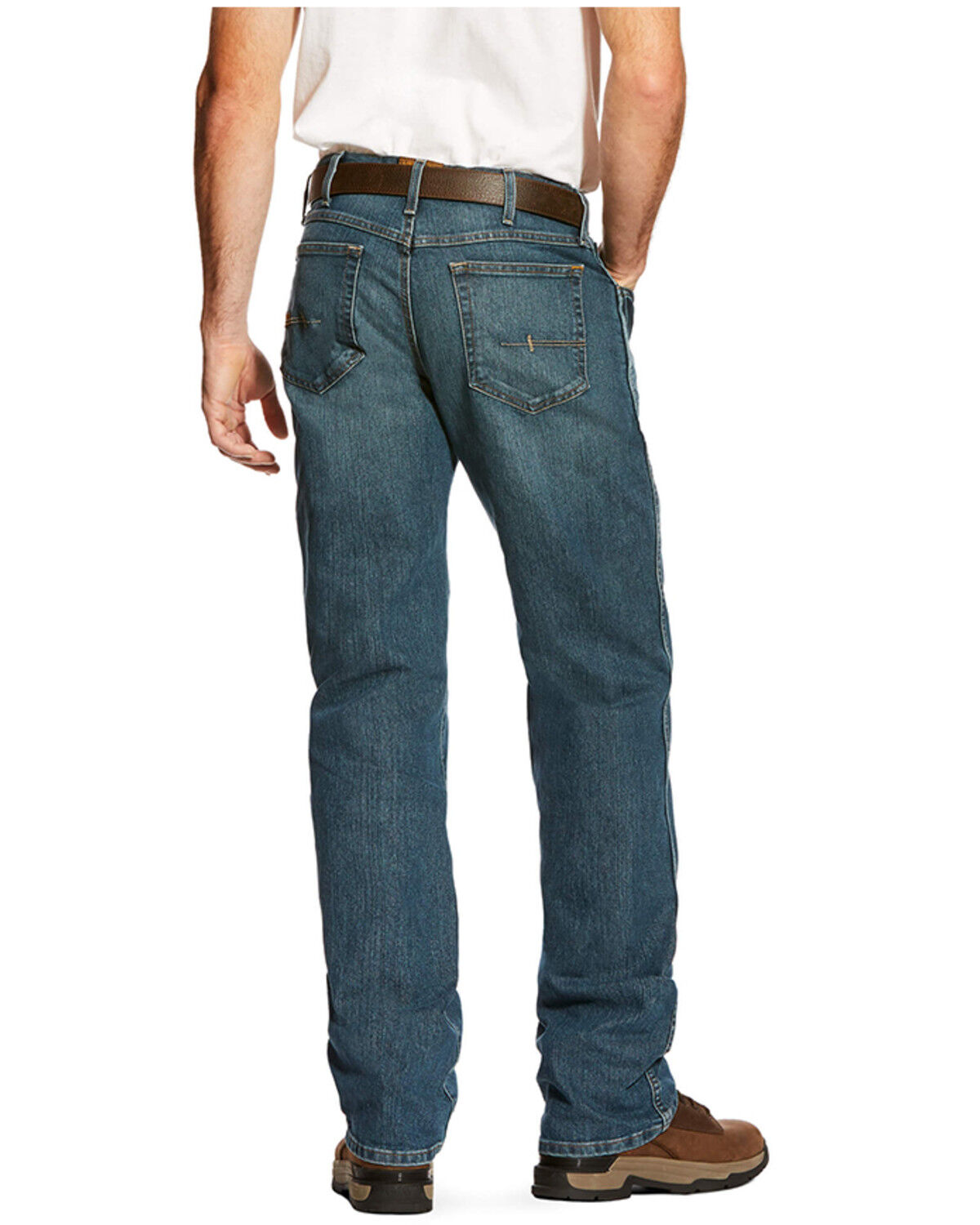 Image #3 - Ariat Men's M4 Rebar Distressed Low Rise Relaxed Bootcut Work Jeans, Denim, hi-res