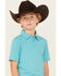 Rock & Roll Denim Boys' Striped Print Short Sleeve Polo Shirt, Teal, hi-res