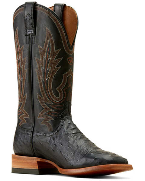 Image #1 - Ariat Men's Showboat Exotic Ostrich Western Boots - Square Toe , Black, hi-res