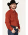 Image #2 - Cinch Men's Modern Fit Small Geo Print Snap Western Shirt , Red, hi-res