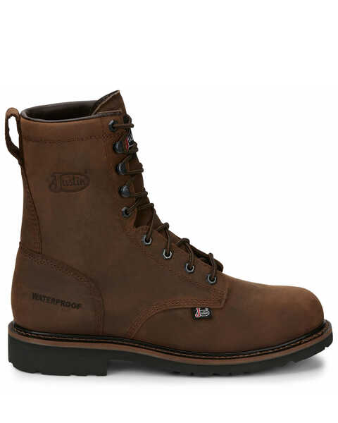 Image #2 - Justin Men's Drywall Waterproof Work Boots - Steel Toe, Brown, hi-res