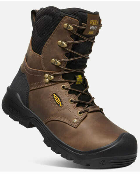 Keen Men's Independence 8" Waterproof Worker Hike Boots - Composite Toe, Brown, hi-res