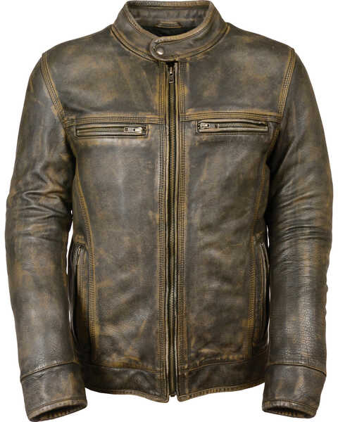 Image #1 - Milwaukee Leather Men's Distressed Scooter Jacket with Venting - Big - 4X, Black/tan, hi-res
