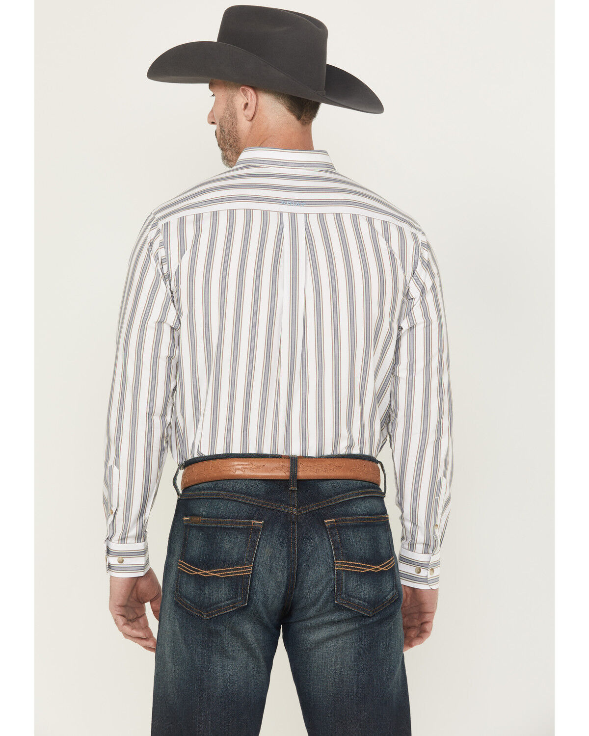 Image #4 - Ariat Men's Cohen Pro Series Striped Print Long Sleeve Button-Down Stretch Western Shirt, White, hi-res