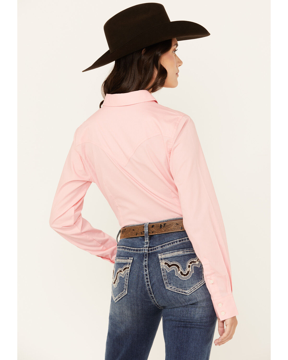 Image #4 - Wrangler Retro Women's Solid Long Sleeve Button-Down Stretch Western Shirt, Pink, hi-res