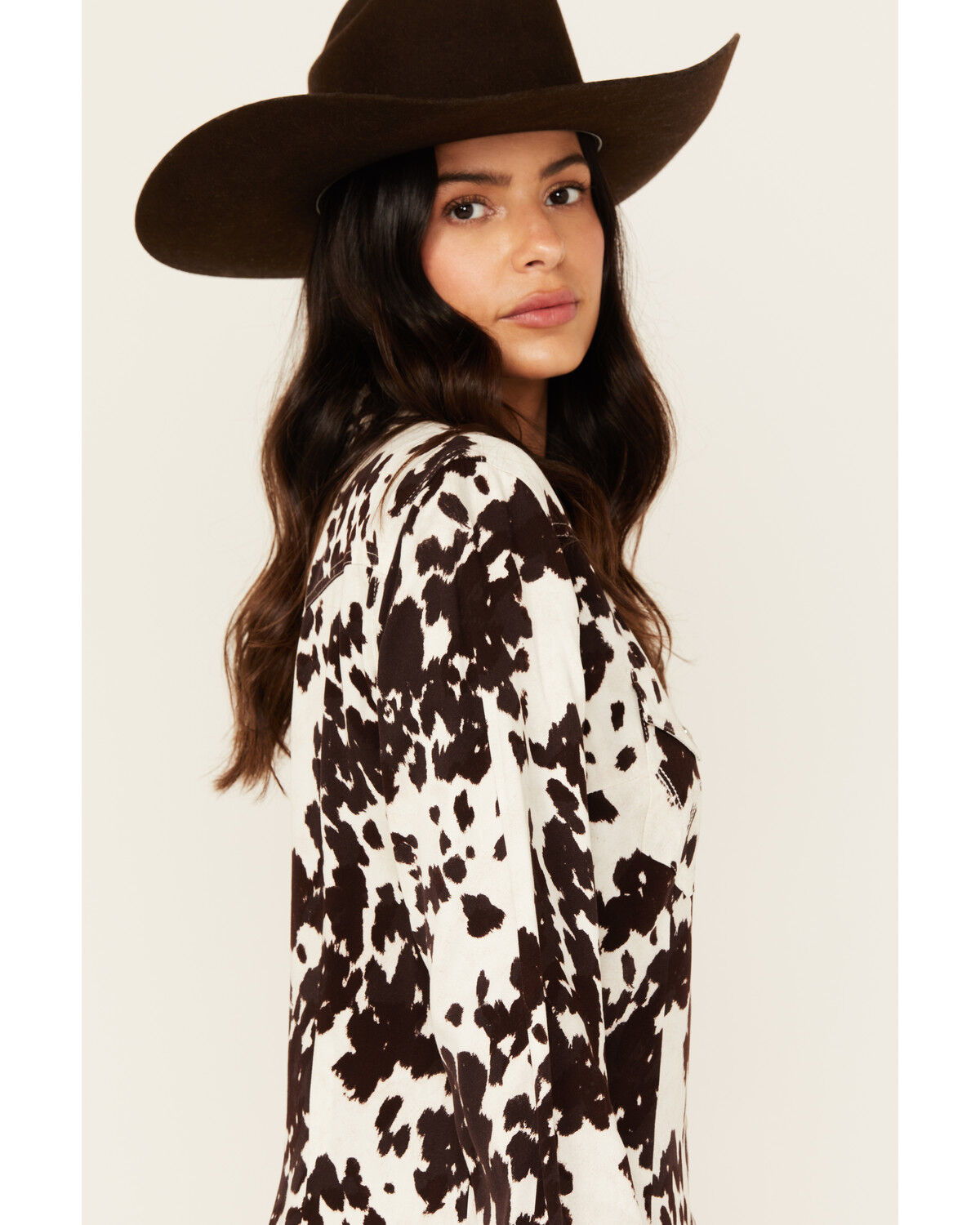 Image #2 - Wrangler Retro Women's Cow Print Long Sleeve Mini Dress, Brown, hi-res
