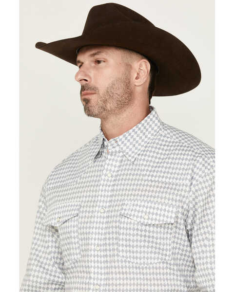 Image #2 - George Strait by Wrangler Men's Diamond Geo Print Long Sleeve Snap Stretch Western Shirt  , White, hi-res