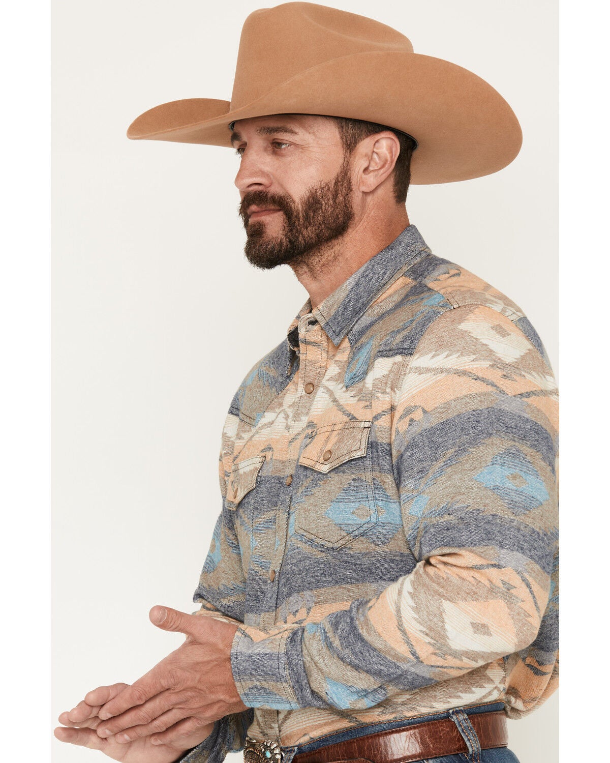 Image #2 - Cody James Men's Arrow Bear Southwestern Print Long Sleeve Snap Flannel Shirt, Multi, hi-res