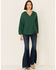 Wishlist Women's Eyelet Trim Crochet Long Sleeve Top , Green, hi-res