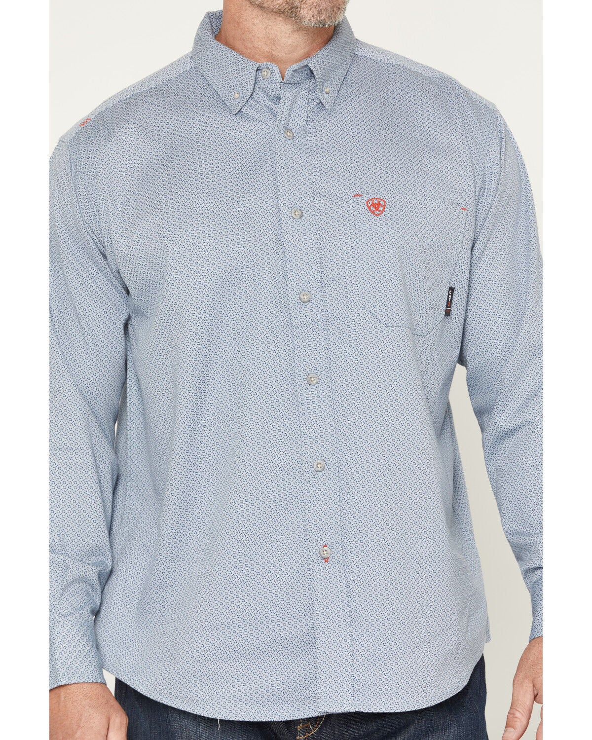 Image #3 - Ariat Men's FR Mantle Geo Print Long Sleeve Button-Down Work Shirt, Blue, hi-res