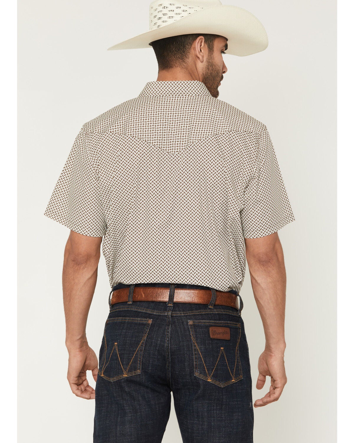 Image #4 - Gibson Trading Co Men's Sedona Tile Geo Print Short Sleeve Snap Western Shirt, Brown, hi-res