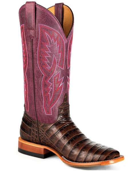 Image #1 - Macie Bean Women's With All My Bite Caiman Print Tall Western Boots - Square Toe, Chocolate, hi-res