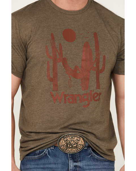 Image #3 - Wrangler Men's Cactus Logo Short Sleeve Graphic Print T-Shirt , Brown, hi-res